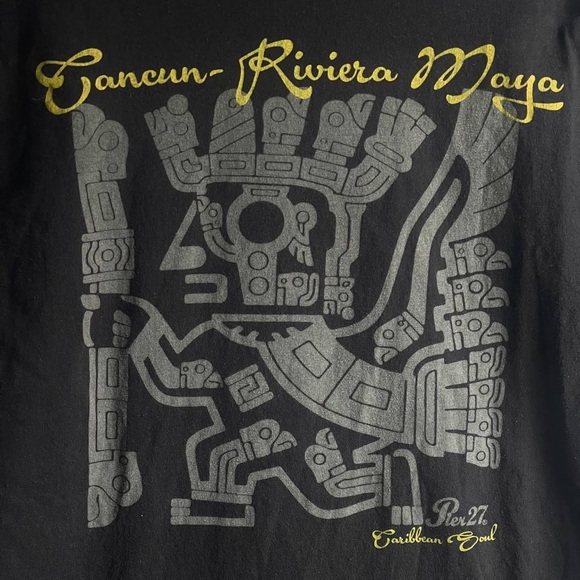 PIER 27 CANCUN RIVIERA MAYA GRAPHIC TSHIRT. CARIBBEAN SOUL SZ L 100%COTTON,BLACK - Picture 3 of 6